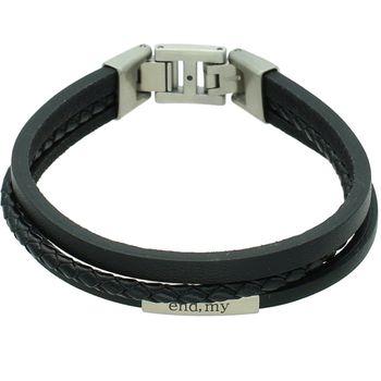 Męska Skórzana Bransoletka FOSSIL Potrójna z Grawerem – Zatrzask, Logo skórzana.jpg